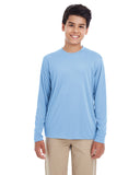 UltraClub-8622Y-Youth Cool & Dry Performance Long-Sleeve Top-COLUMBIA BLUE