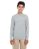 UltraClub-8622Y-Youth Cool & Dry Performance Long-Sleeve Top-GREY
