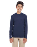 UltraClub-8622Y-Youth Cool & Dry Performance Long-Sleeve Top-NAVY