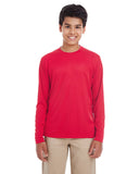 UltraClub-8622Y-Youth Cool & Dry Performance Long-Sleeve Top-RED