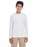 UltraClub-8622Y-Youth Cool & Dry Performance Long-Sleeve Top-WHITE