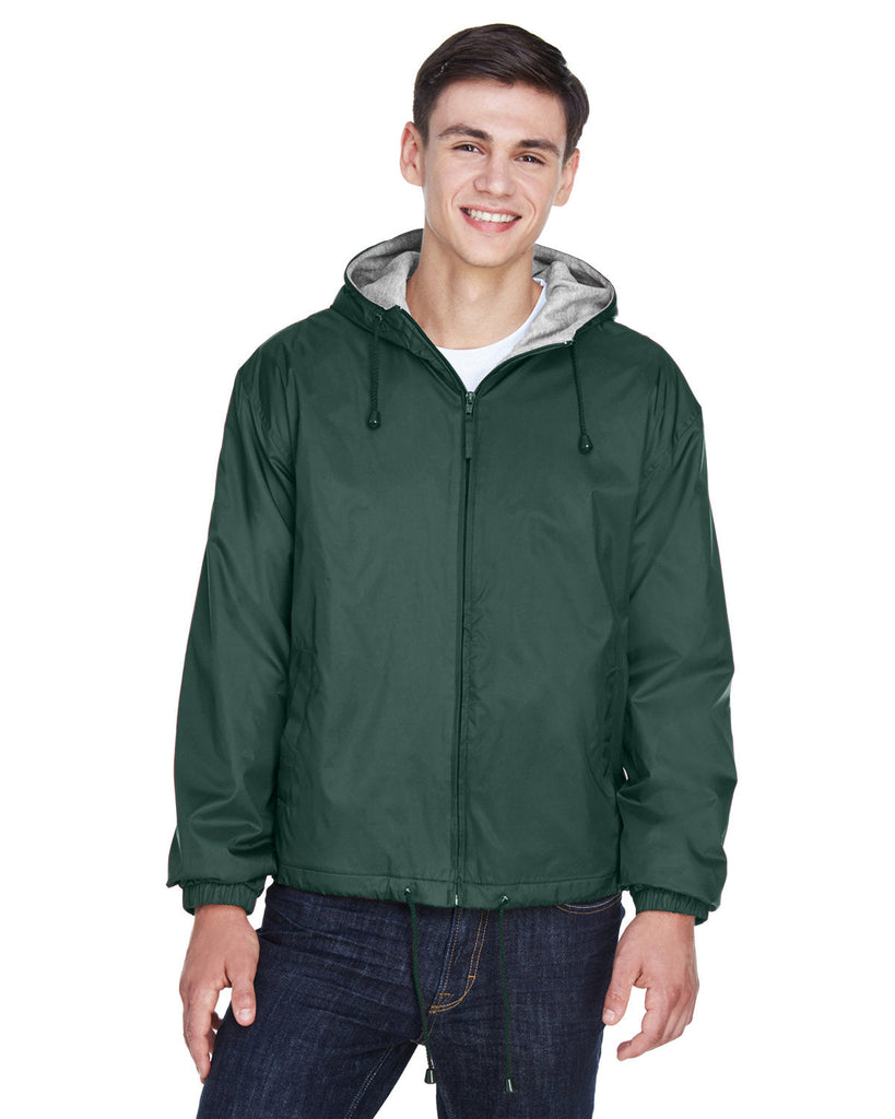 UltraClub-8915-Adult Fleece-Lined Hooded Jacket-FOREST GREEN