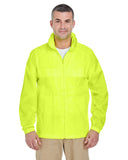 UltraClub-8929-Adult Full-Zip Hooded Pack-Away Jacket-BRIGHT YELLOW