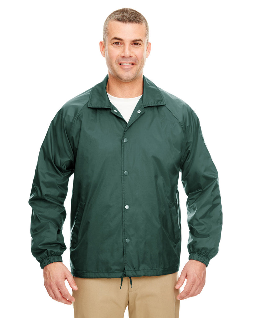 UltraClub-8944-Adult Nylon Coaches Jacket-FOREST GREEN
