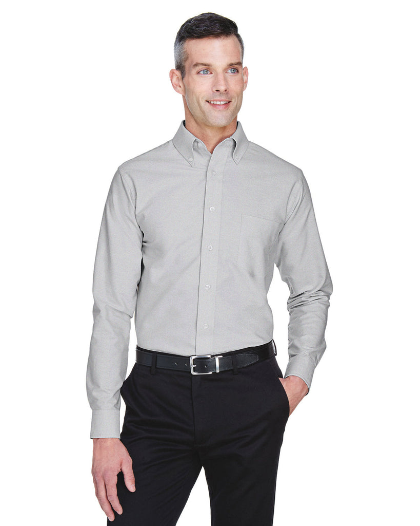 UltraClub-8970-Mens Classic Wrinkle-Resistant Long-Sleeve Oxford-CHARCOAL