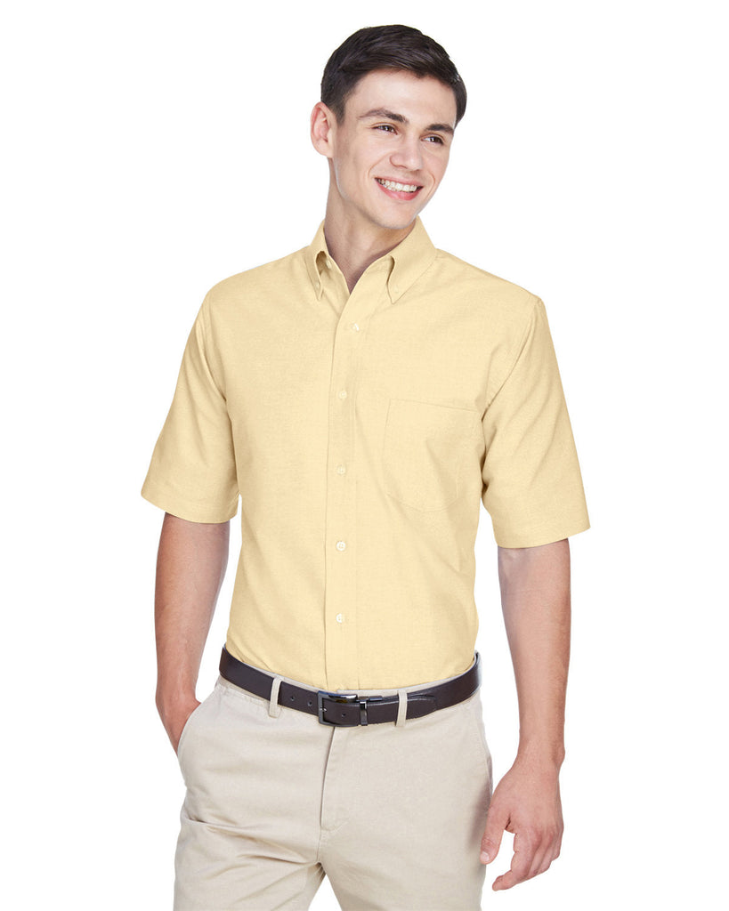 UltraClub-8972-Mens Classic Wrinkle-Resistant Short-Sleeve Oxford-BUTTER