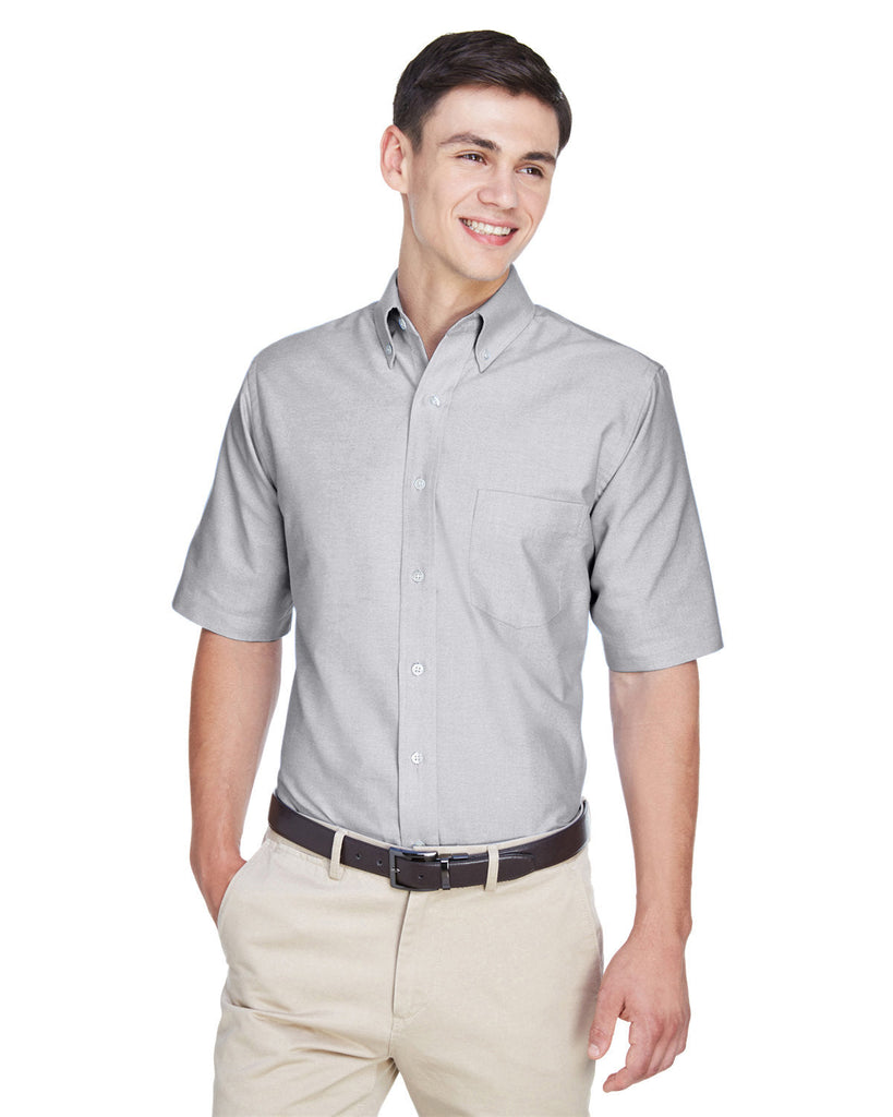 UltraClub-8972-Mens Classic Wrinkle-Resistant Short-Sleeve Oxford-CHARCOAL