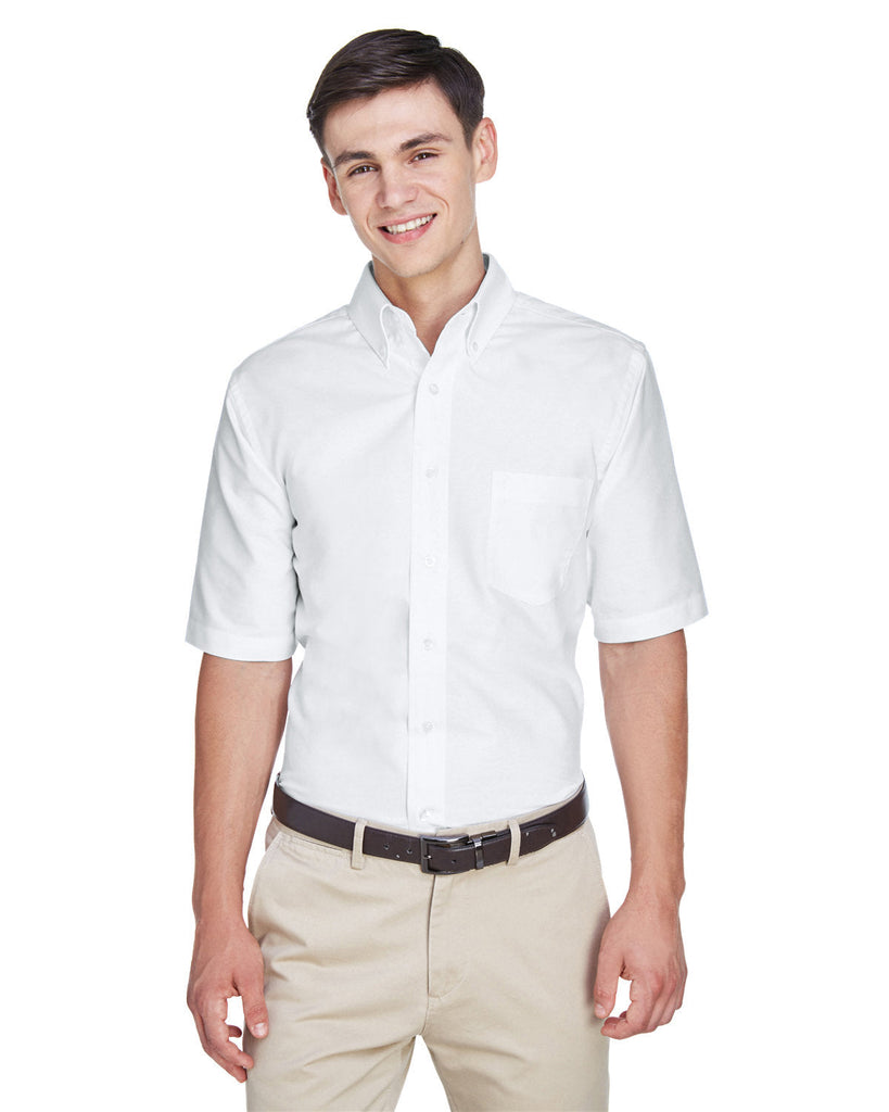 UltraClub-8972-Mens Classic Wrinkle-Resistant Short-Sleeve Oxford-WHITE
