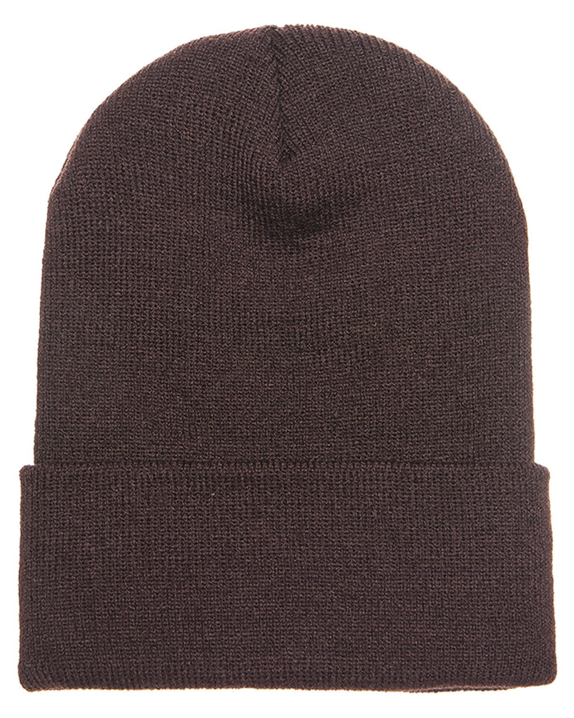 Yupoong-1501-Adult Cuffed Knit Beanie-BROWN