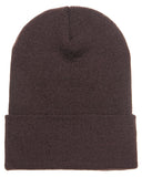 Yupoong-1501-Adult Cuffed Knit Beanie-BROWN