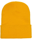 Yupoong-1501-Adult Cuffed Knit Beanie-GOLD