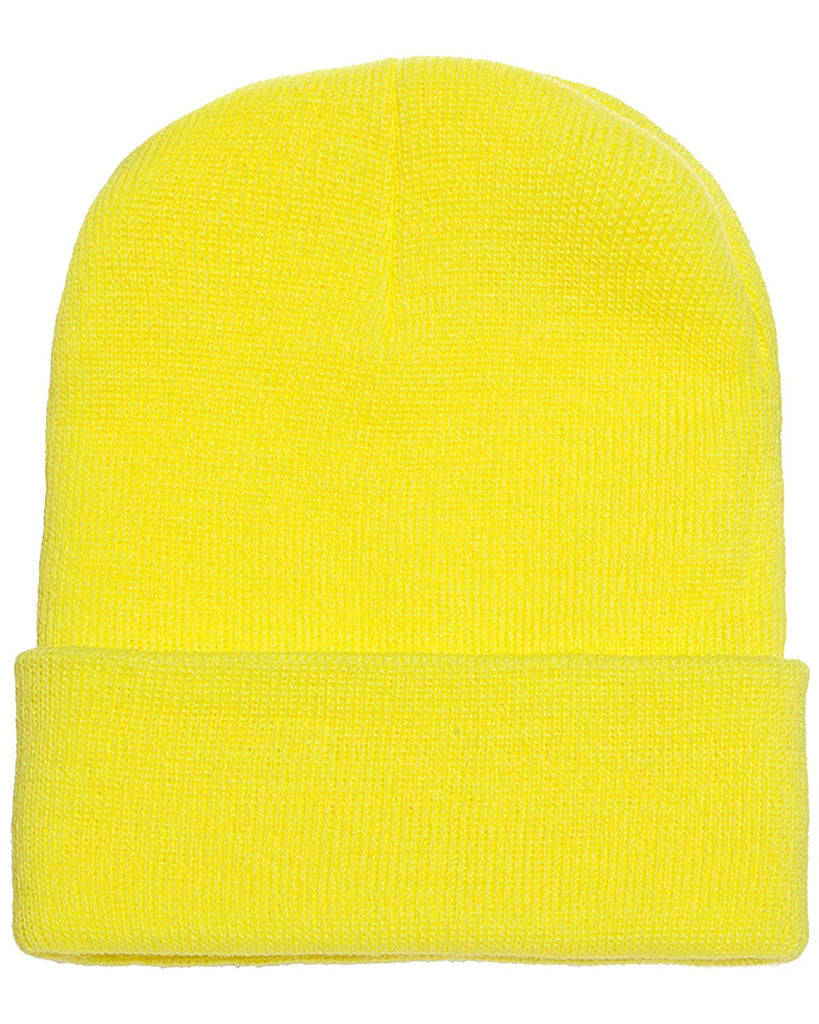 Yupoong-1501-Adult Cuffed Knit Beanie-SAFETY YELLOW