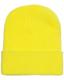Yupoong-1501-Adult Cuffed Knit Beanie-SAFETY YELLOW