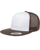 Yupoong-6006W-Adult Classic Trucker with White Front Panel Cap-BROWN/ WHT/ BRWN