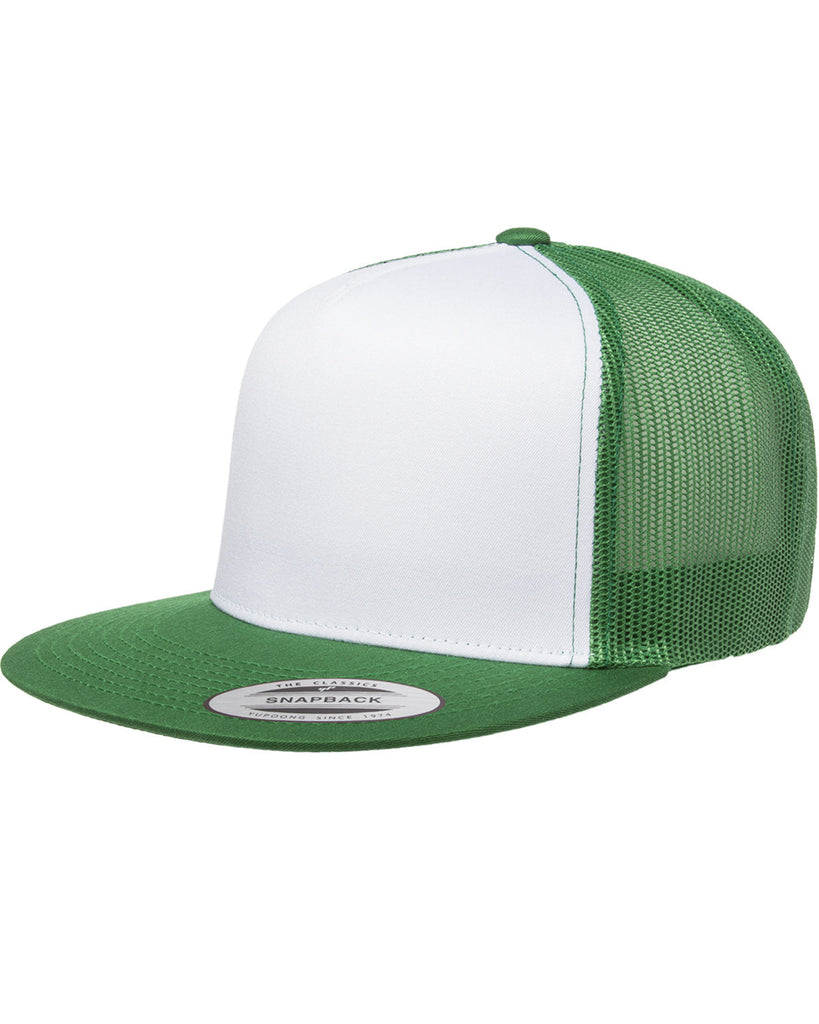 Yupoong-6006W-Adult Classic Trucker with White Front Panel Cap-KELLY/ WHT/ KLY