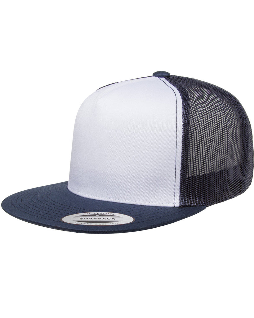 Yupoong-6006W-Adult Classic Trucker with White Front Panel Cap-NAVY/ WHT/ NAVY