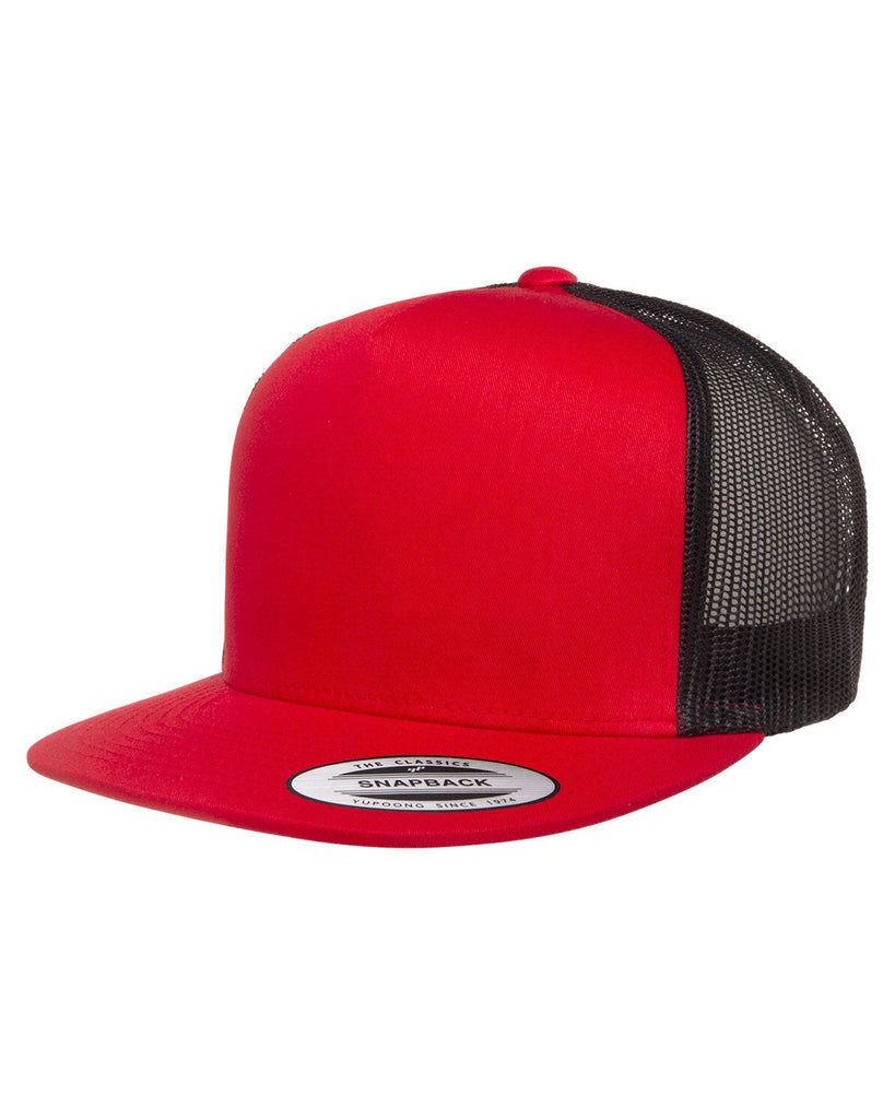 Yupoong-6006-Adult 5-Panel Classic Trucker Cap-RED/ BLACK