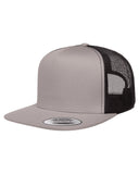 Yupoong-6006-Adult 5-Panel Classic Trucker Cap-SILVER/ BLACK