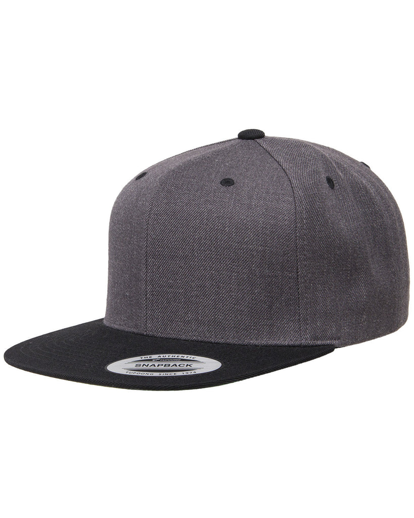 Yupoong-6089MT-Adult 6-Panel Structured Flat Visor Classic Two-Tone Snapback-DRK HTHR/ BLACK