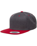 Yupoong-6089MT-Adult 6-Panel Structured Flat Visor Classic Two-Tone Snapback-DRK HTHR/ RED