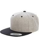 Yupoong-6089MT-Adult 6-Panel Structured Flat Visor Classic Two-Tone Snapback-HEATHER/ BLACK