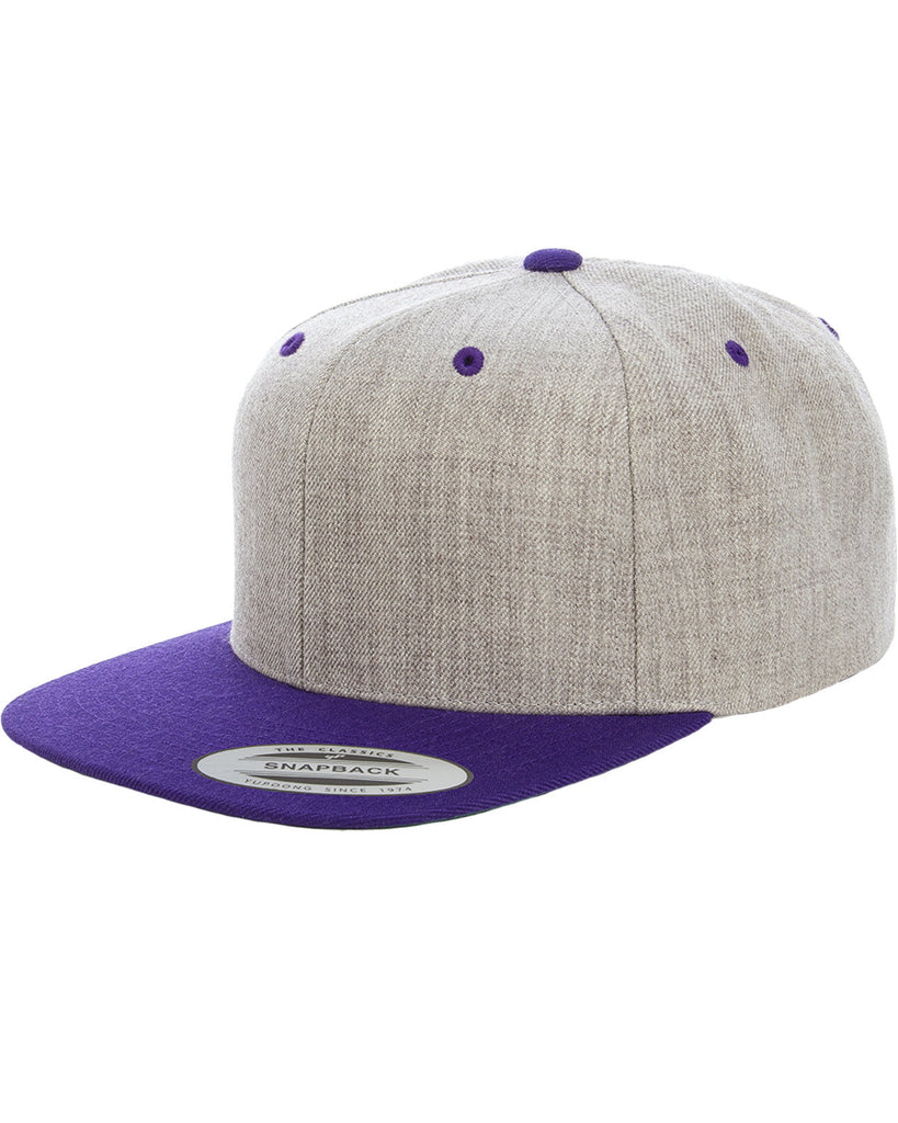 Yupoong-6089MT-Adult 6-Panel Structured Flat Visor Classic Two-Tone Snapback-HEATHER/ PURPLE