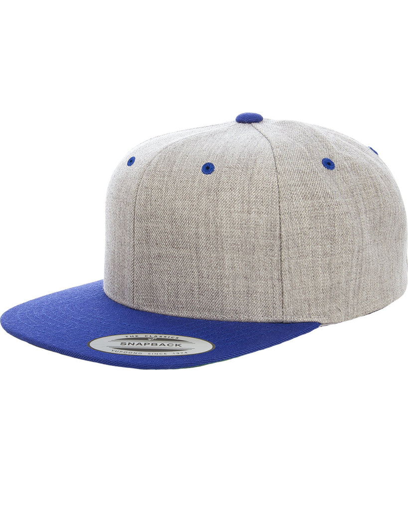 Yupoong-6089MT-Adult 6-Panel Structured Flat Visor Classic Two-Tone Snapback-HEATHER/ ROYAL
