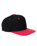 Yupoong-6089-Adult 6-Panel Structured Flat Visor Classic Snapback-BLACK/ RED