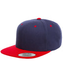 Yupoong-6089-Adult 6-Panel Structured Flat Visor Classic Snapback-NAVY/ RED