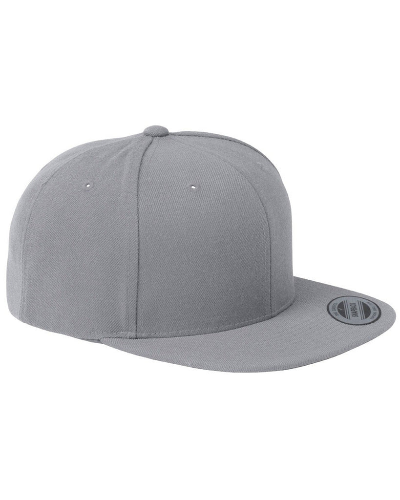 Yupoong-6089-Adult 6-Panel Structured Flat Visor Classic Snapback-SILVER