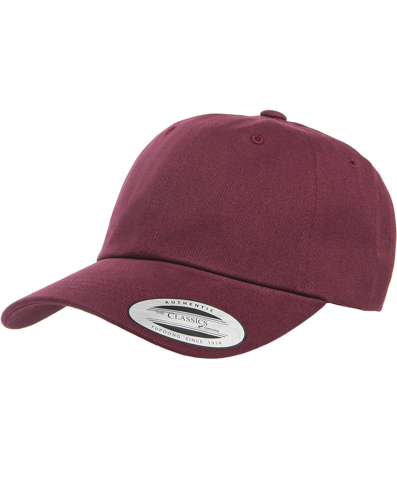 Yupoong-6245PT-Adult Peached Cotton Twill Dad Cap-MAROON