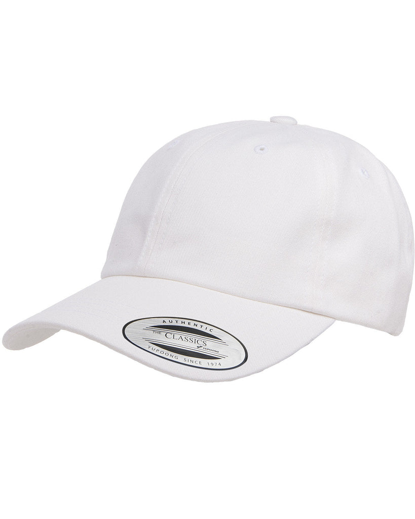 Yupoong-6245PT-Adult Peached Cotton Twill Dad Cap-WHITE