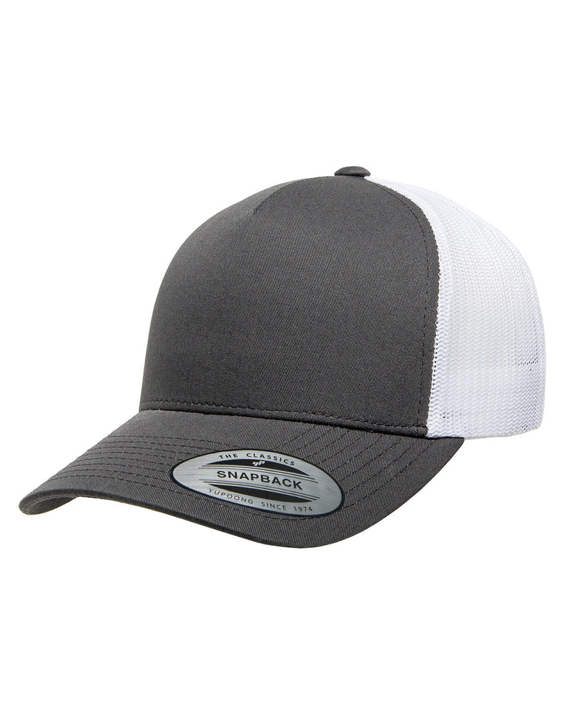 Yupoong-6506-Adult 5-Panel Retro Trucker Cap-CHARCOAL/ WHITE