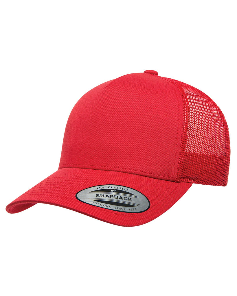 Yupoong-6506-Adult 5-Panel Retro Trucker Cap-RED