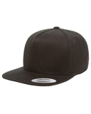Yupoong-Y6007-Adult 5-Panel Cotton Twill Snapback Cap-BLACK