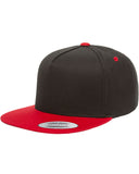 Yupoong-Y6007-Adult 5-Panel Cotton Twill Snapback Cap-BLACK/ RED