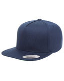 Yupoong-Y6007-Adult 5-Panel Cotton Twill Snapback Cap-NAVY