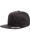 Yupoong-Y6502-Adult Unstructured 5-Panel Snapback Cap-BLACK