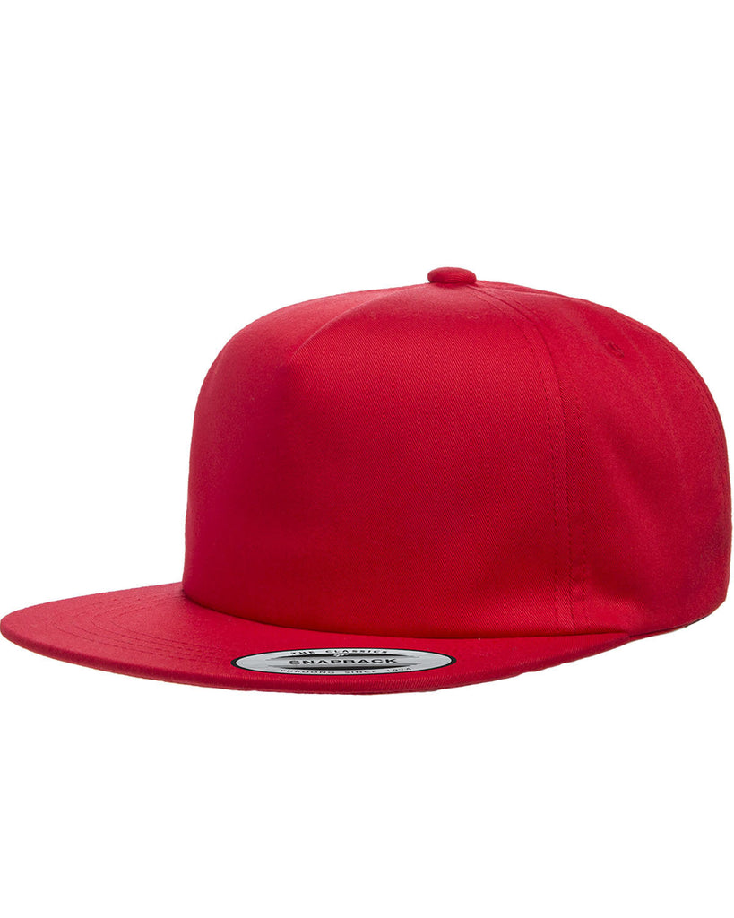 Yupoong-Y6502-Adult Unstructured 5-Panel Snapback Cap-RED