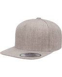 Yupoong-YP5089-Adult 5-Panel Structured Flat Visor Classic Snapback Cap-HEATHER GREY
