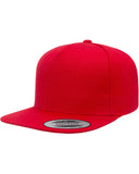 Yupoong-YP5089-Adult 5-Panel Structured Flat Visor Classic Snapback Cap-RED