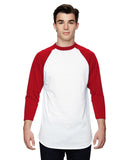 Augusta Sportswear-AG4420-3/4 Sleeve Baseball Jersey-WHITE/ RED