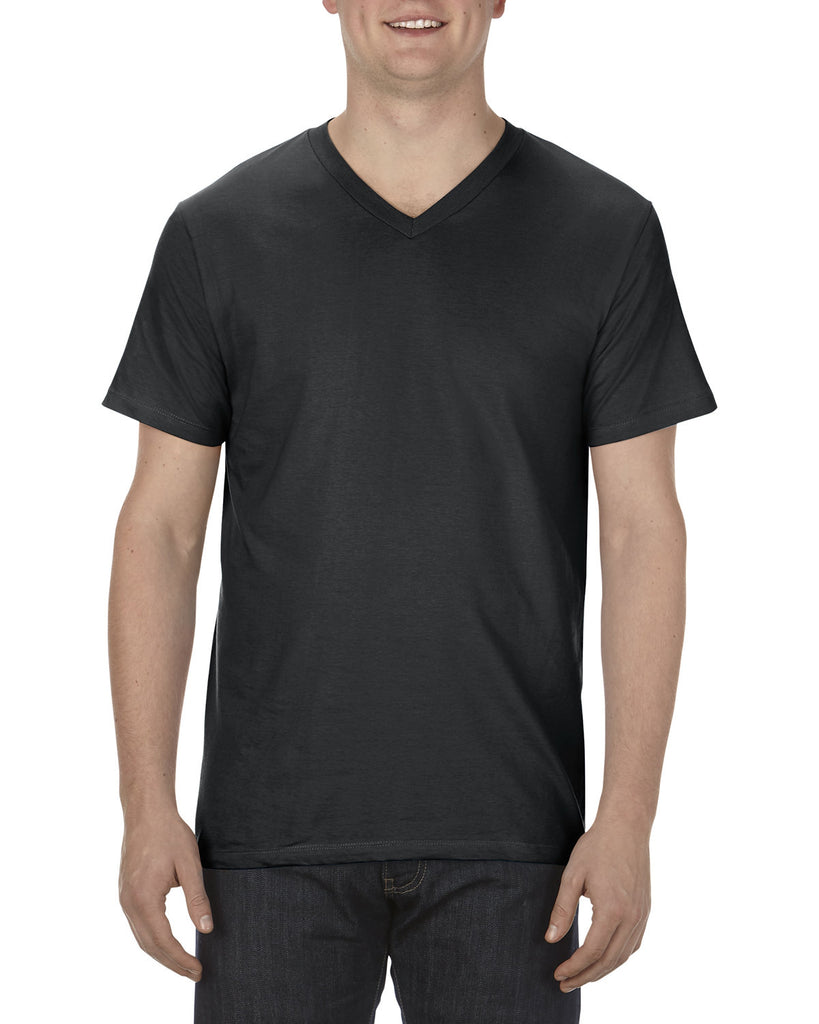 Alstyle-AL5300-Ringspun Cotton V Neck T Shirt-BLACK