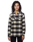 Burnside-B5210-Ladies Plaid Boyfriend Flannel Shirt-ECRU/ BLACK