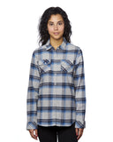 Burnside-B5210-Ladies Plaid Boyfriend Flannel Shirt-GREY/ BLUE