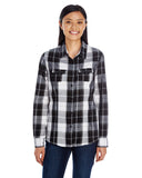 Burnside-B5222-Long Sleeve Plaid Pattern Woven Shirt-WHITE/ BLACK