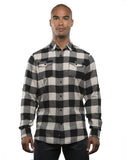 Burnside-B8210-Plaid Flannel Shirt-ECRU/ BLACK