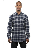 Burnside-B8210-Plaid Flannel Shirt-NAVY/ GREY