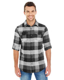 Burnside-B8210-Plaid Flannel Shirt-BLACK/ GREY