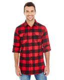 Burnside-B8210-Plaid Flannel Shirt-RED/ BLACK